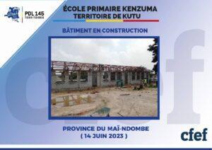 image en avant de PDL-145T: Evolution des travaux de construction de l’école primaire Kenzuma dans la province du Mai-Ndombe