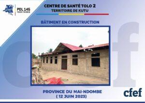 image en avant de PDL-145T: Evolution des travaux de construction du centre de santé Tolo 2 dans la province du Mai-Ndombe