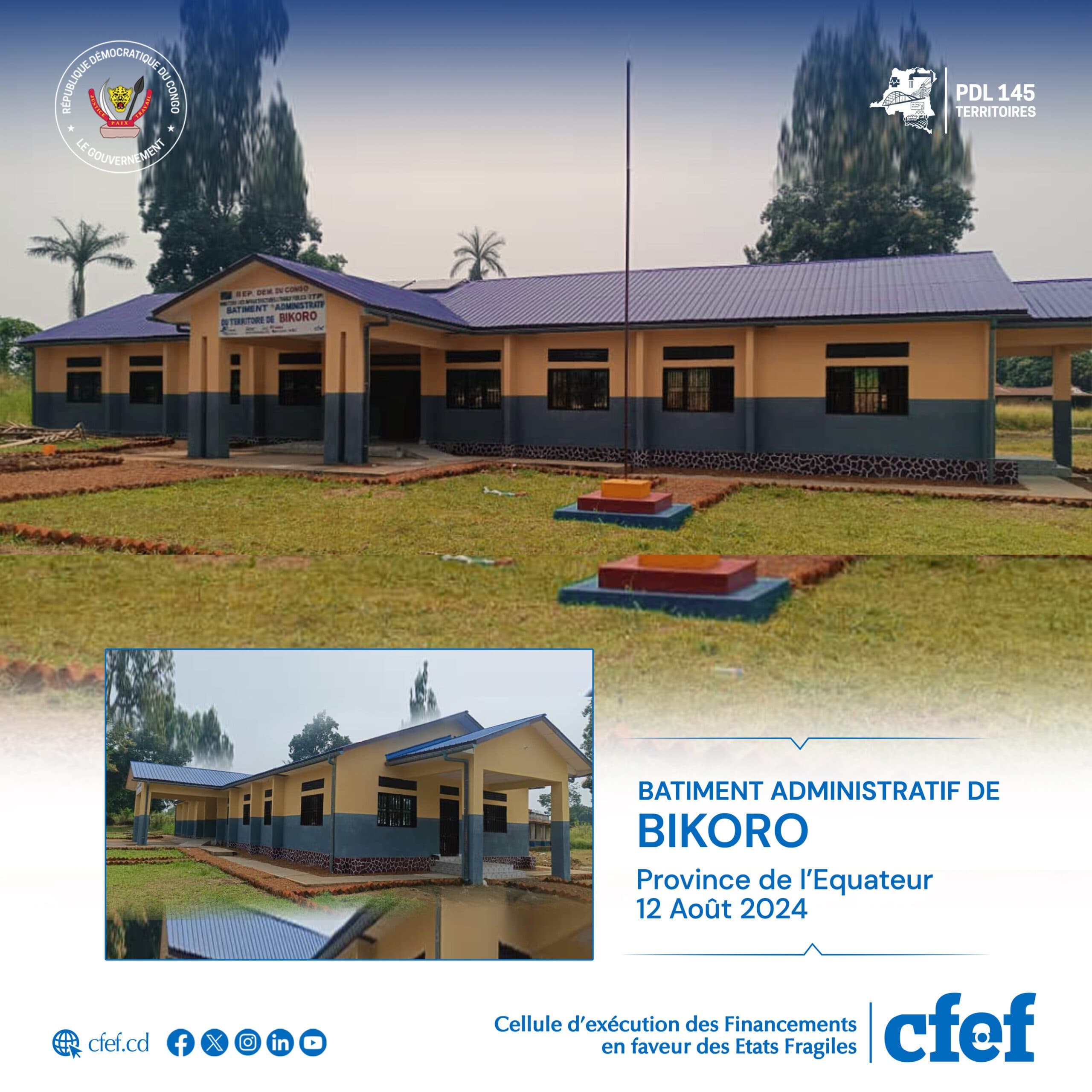 image en avant de PDL-145T: Le bâtiment administratif du Territoire de Bikoro